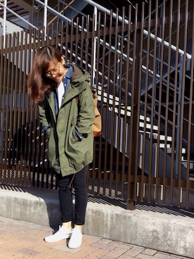 「coenスタッフスタイリング」｜「アイテム（モッズコート）」を使った、あらーきさん（レディース・163cm）の冬コーディネート