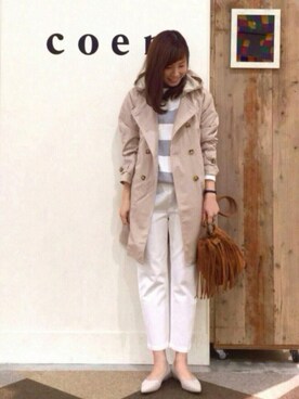 「coenスタッフスタイリング」｜「アイテム（トレンチコート）」を使った、あらーきさん（レディース・163cm）の冬コーディネート