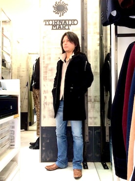 「メルトン」｜「アイテム（モッズコート）」を使った、NAKASHIMAさん（メンズ・173cm）の冬コーディネート