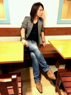 「ノーカラー」｜「アイテム（その他シューズ）」を使った、NAKASHIMAさん（メンズ・173cm）の春コーディネート