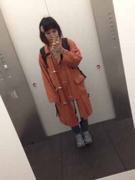 「ロング丈ダッフル」｜「アイテム（ワンピース/ドレス）」を使った、bakeさん（レディース・160cm）の秋コーディネート