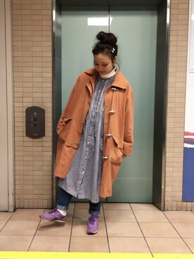 「ナチュラル」｜「アイテム（ダッフルコート）」を使った、bakeさん（レディース・160cm）の冬コーディネート