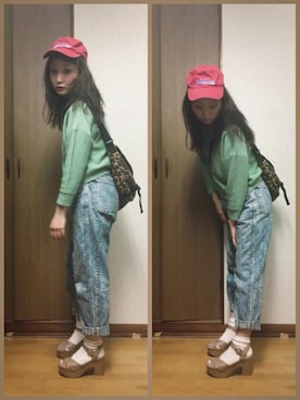 「ミントグリーン」｜「アイテム（メッセンジャーバッグ）」を使った、bakeさん（レディース・160cm）の春コーディネート