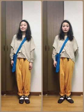 「ぺプラムトップス」｜「アイテム（その他シューズ）」を使った、bakeさん（レディース・160cm）の春コーディネート