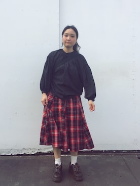 「袖ボリューム」｜「アイテム（メッセンジャーバッグ）」を使った、bakeさん（レディース・160cm）の秋コーディネート