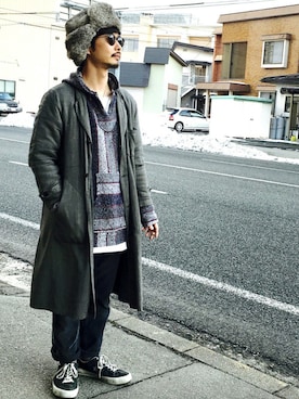 「アイテム（ステンカラーコート）」を使った、ことりの昭和ちゃん ✅さん（メンズ・171cm・30代）の冬コーディネート