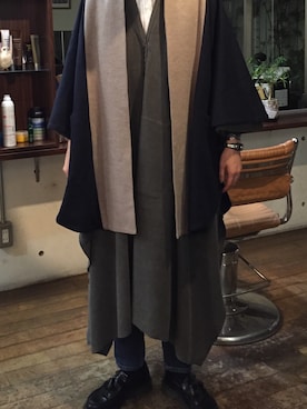 「アイテム（ポンチョ）」を使った、shinさん（メンズ・179cm）の秋コーディネート