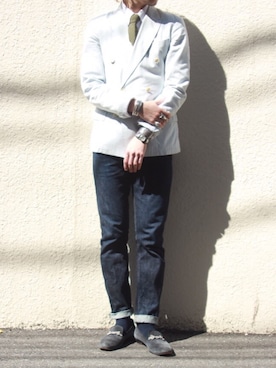 「アイテム（ドレスシューズ、グレー系）」を使った、shinさん（メンズ・179cm）の秋コーディネート