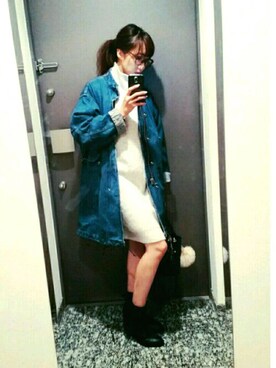 「ワンピースのみのアイテム（ワンピース、ホワイト系）」を使った、nikoさん（レディース・155cm）の秋コーディネート