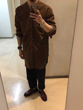 「Steven Alan（スティーブンアラン）のアイテム（ノーカラージャケット）」を使った、AOZORAさん（メンズ・169cm）の秋コーディネート