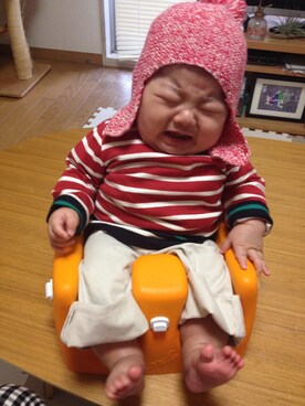 「PETIT BATEAU（プチバトー）のアイテム（ニットキャップ/ビーニー）」を使った、¥YENKUN¥さん（キッズ・70cm）の秋コーディネート
