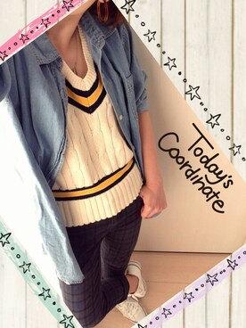 「BEAMS（ビームス）のサマーニット（ニット/セーター、ベージュ系）」を使った、ＹｕＲｉｅさん（レディース・157cm）の秋コーディネート