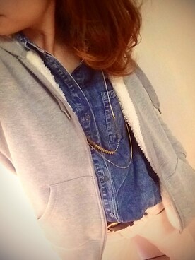 「GRL（グレイル）のアイテム（シャツ/ブラウス、ブルー系）」を使った、ＹｕＲｉｅさん（レディース・157cm）の冬コーディネート