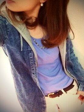 「GRL（グレイル）のアイテム（シャツ/ブラウス、ブルー系）」を使った、ＹｕＲｉｅさん（レディース・157cm）の冬コーディネート