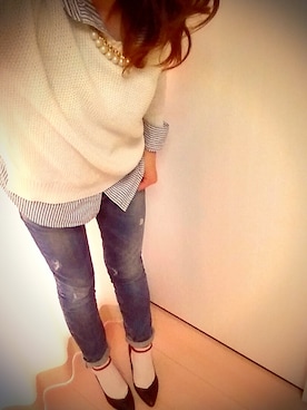 「GAP（ギャップ）のアイテム（シャツ/ブラウス、ブルー系）」を使った、ＹｕＲｉｅさん（レディース・157cm）の春コーディネート