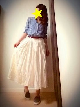 「しまむら（シマムラ）のアイテム（その他パンツ、ホワイト系）」を使った、ＹｕＲｉｅさん（レディース・157cm）の春コーディネート