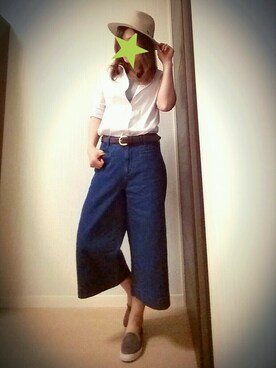 「GU（ジーユー）のアイテム（その他パンツ、ブルー系）」を使った、ＹｕＲｉｅさん（レディース・157cm）の春コーディネート