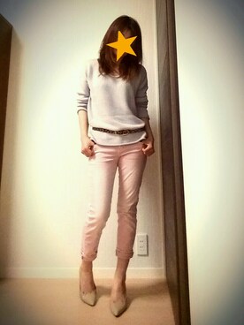 「UNIQLO（ユニクロ）のアイテム（パンツ、ピンク系）」を使った、ＹｕＲｉｅさん（レディース・157cm）の春コーディネート