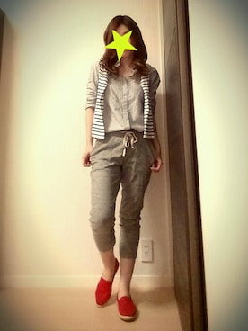 「UNIQLO（ユニクロ）のアイテム（パンツ、グレー系）」を使った、ＹｕＲｉｅさん（レディース・157cm）の春コーディネート