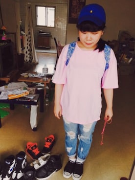 「台湾人」｜「アイテム（帽子）」を使った、mikiさん（レディース・150cm）の夏コーディネート