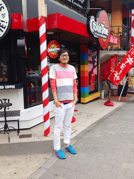 「アイテム（アナログ腕時計、ピンク系）」を使った、Kenichirou Hattoriさん（メンズ・182cm）の春コーディネート