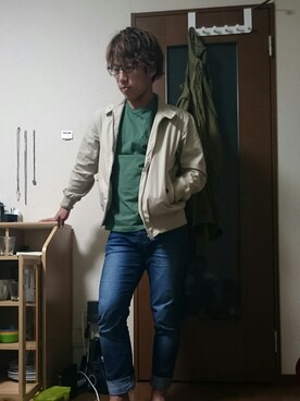 「誕生日」｜「アイテム（ブルゾン）」を使った、とぅぎさん（メンズ・178cm）の春コーディネート