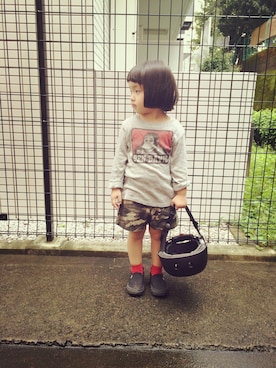 「BEN DAVIS（ベンデイビス）のアイテム（Tシャツ/カットソー）」を使った、pommeさん（キッズ・100cm）の秋コーディネート