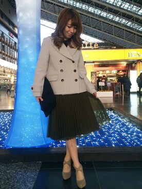 「DRWCYS（ドロシーズ）のアイテム（ピーコート）」を使った、HIKARUさん（レディース・160cm）の冬コーディネート