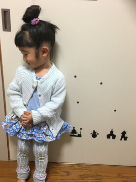 「fafa（フェフェ）のアイテム（チュニック）」を使った、fuuu✽さん（キッズ・90cm）の冬コーディネート