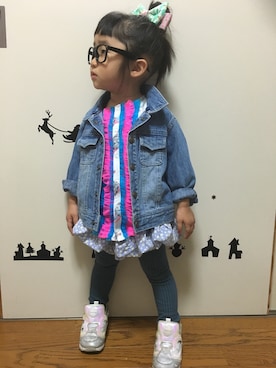 「fafa（フェフェ）のアイテム（ヘアアクセサリー）」を使った、fuuu✽さん（キッズ・90cm）の冬コーディネート