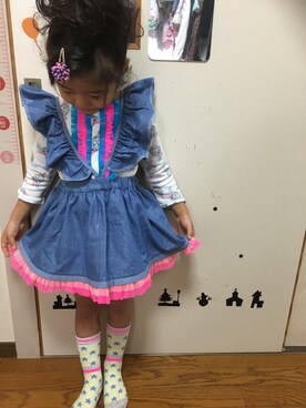 「fafa（フェフェ）のアイテム（ワンピース/ドレス）」を使った、fuuu✽さん（キッズ・90cm）の冬コーディネート