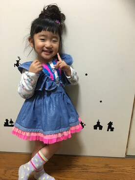 「fafa（フェフェ）のアイテム（ワンピース/ドレス）」を使った、fuuu✽さん（キッズ・90cm）の冬コーディネート