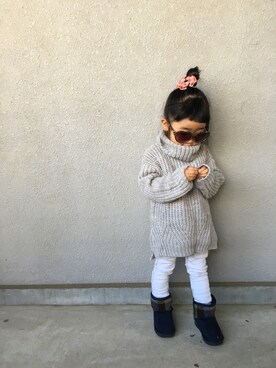 「fafa（フェフェ）のアイテム（ヘアアクセサリー）」を使った、fuuu✽さん（キッズ・90cm）の冬コーディネート