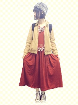 「milsa（ミルサ）のアイテム（帽子）」を使った、panさん（レディース・162cm）の秋コーディネート