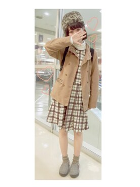 「B.L.U.E（ビーエルユーイー）のアイテム（ピーコート）」を使った、panさん（レディース・162cm）の冬コーディネート