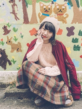 「アイテム（ミリタリージャケット）」を使った、panさん（レディース・162cm）の春コーディネート