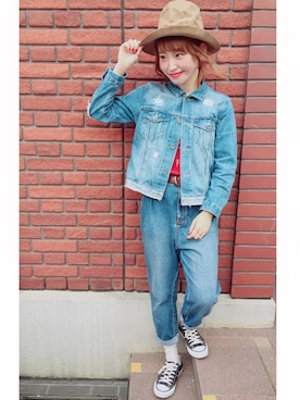 「カオリノモリ」｜「アイテム（デニムジャケット）」を使った、panさん（レディース・162cm）の秋コーディネート