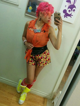 「orange」｜Michelle ChubbyBunnyさん（レディース・160cm）の夏コーディネート