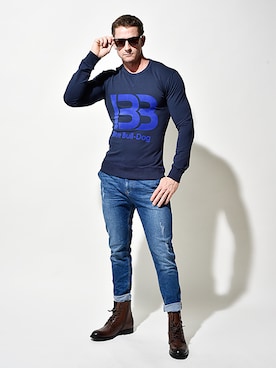 「テーパードデニム」｜BBさん（メンズ・178cm）の冬コーディネート