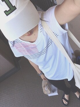 「7月WEAR夏のサンダル祭り」｜「アイテム（キャップ）」を使った、chitoさん（レディース・166cm）の夏コーディネート