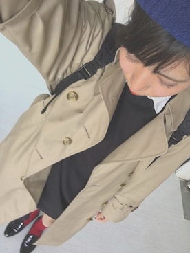 「黒ワンピ」｜「アイテム（トレンチコート）」を使った、chitoさん（レディース・166cm）の秋コーディネート
