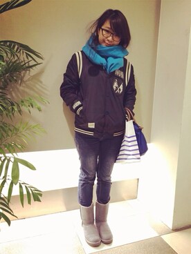 「OUTER SPACE（アウタースペース）のアイテム（ジャケット/アウター）」を使った、janejanelinさん（レディース・160cm）の冬コーディネート