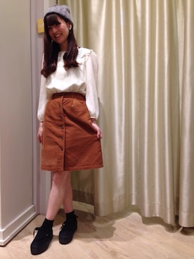 「ARROW（アロー）のアイテム（帽子）」を使った、madokaさん（レディース・158cm）の秋コーディネート