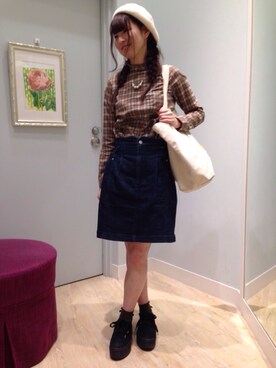 「ARROW（アロー）のアイテム（帽子）」を使った、madokaさん（レディース・158cm）の秋コーディネート