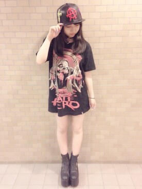 「UNIF（ユニフ）のアイテム（その他シューズ）」を使った、TEMPURAKIDZ YU-KAさん（レディース・151cm）の春コーディネート