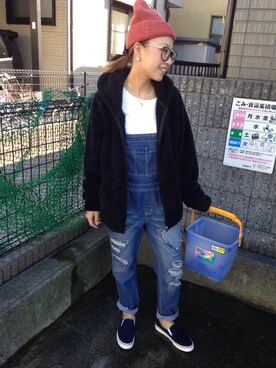 「GORGE（ゴージ）のアイテム（つなぎ/オールインワン）」を使った、Haruponさん（レディース・160cm）の秋コーディネート