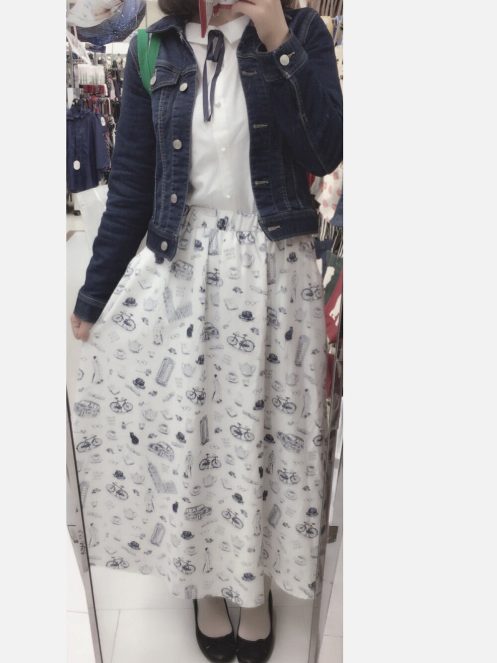 「rubyandyou、F.i.n.t、dazzlin、UNIQLO」｜「dazzlinのｶｯﾄﾃﾞﾆﾑGｼﾞｬﾝ（デニムジャケット、ブルー系）」を使った、miiさん（レディース・161cm）の秋コーディネートの1枚目の写真