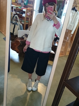 「白いスニーカー」｜「アイテム（その他）」を使った、hrc*ﾟさん（レディース・154cm）の春コーディネート