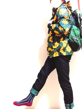 「フレッドペリー」｜「アイテム（ナイロンジャケット）」を使った、太一さん（メンズ・170cm）の冬コーディネート