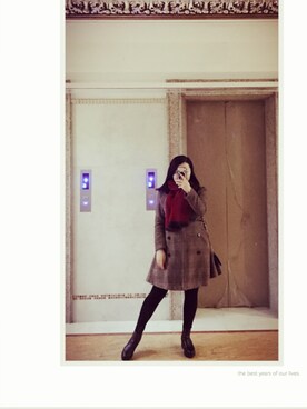 「自淘のアイテム（ダウンジャケット/コート、ブラウン系）」を使った、Vivian923さん（レディース）の冬コーディネート